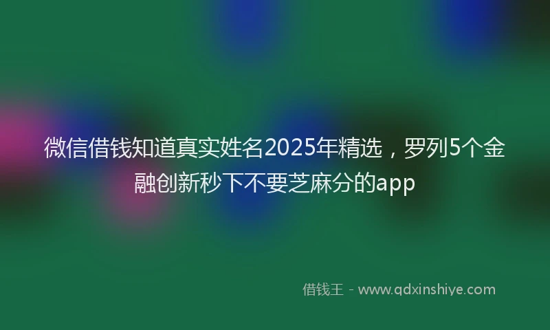 微信借钱知道真实姓名2025年精选，罗列5个金融创新秒下不要芝麻分的app