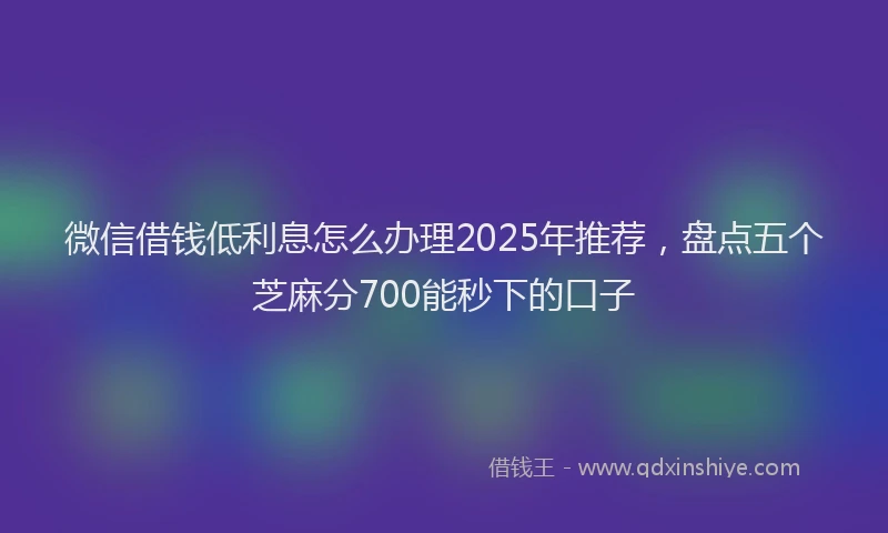 微信借钱低利息怎么办理2025年推荐，盘点五个芝麻分700能秒下的口子