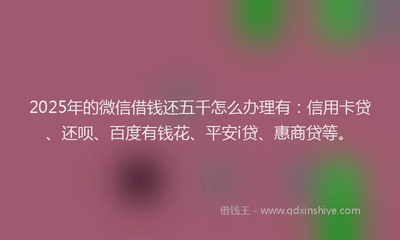 2025年的微信借钱还五千怎么办理有：信用卡贷、还呗、百度有钱花、平安i贷、惠商贷等。