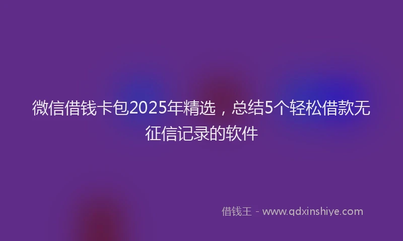 微信借钱卡包2025年精选，总结5个轻松借款无征信记录的软件
