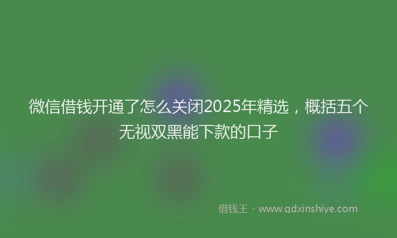 微信借钱开通了怎么关闭2025年精选，概括五个无视双黑能下款的口子