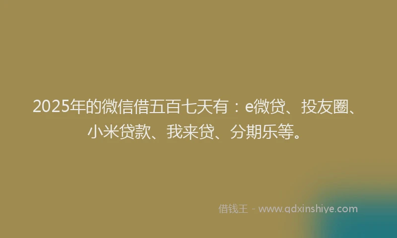 2025年的微信借五百七天有：e微贷、投友圈、小米贷款、我来贷、分期乐等。