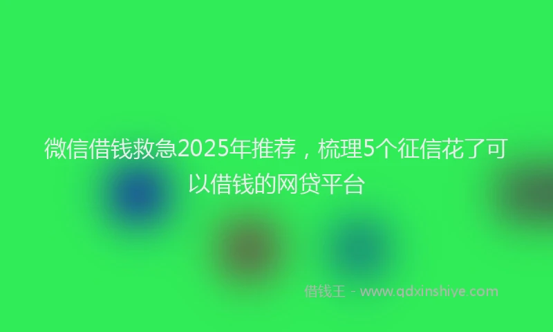 微信借钱救急2025年推荐，梳理5个征信花了可以借钱的网贷平台