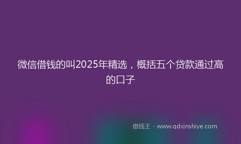 微信借钱的叫2025年精选，概括五个贷款通过高的口子