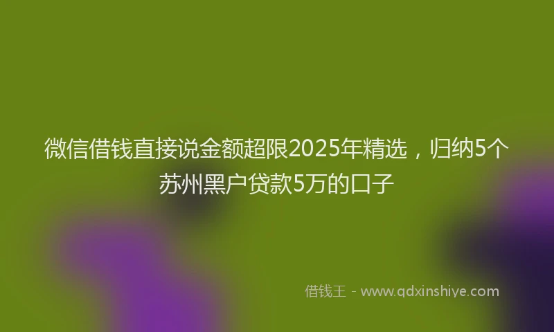 微信借钱直接说金额超限2025年精选，归纳5个苏州黑户贷款5万的口子
