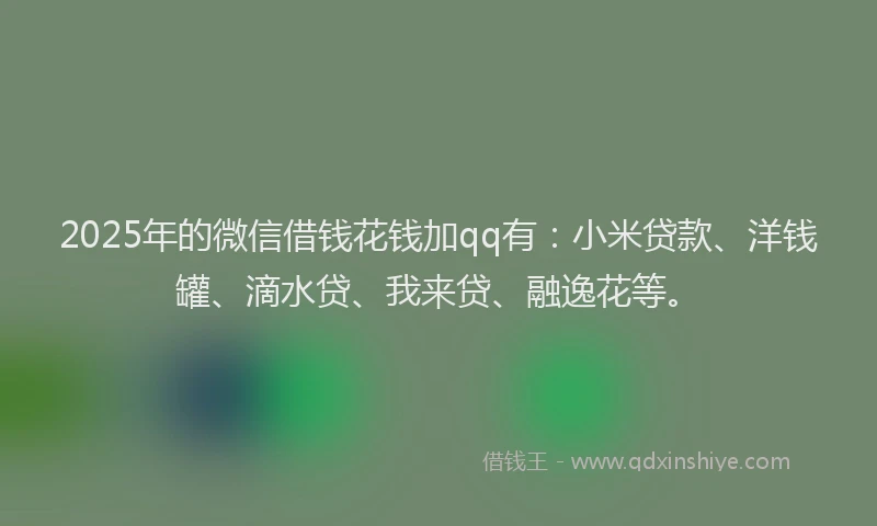 2025年的微信借钱花钱加qq有：小米贷款、洋钱罐、滴水贷、我来贷、融逸花等。