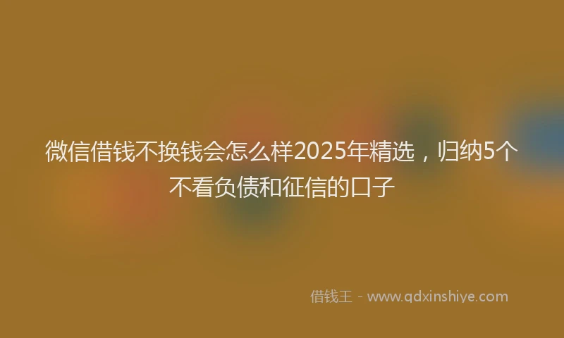 微信借钱不换钱会怎么样2025年精选，归纳5个不看负债和征信的口子