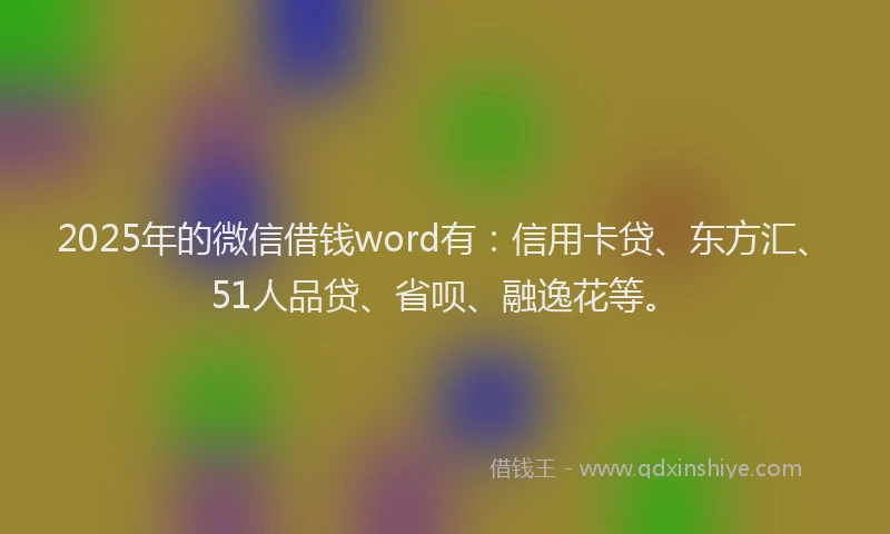 2025年的微信借钱word有：信用卡贷、东方汇、51人品贷、省呗、融逸花等。
