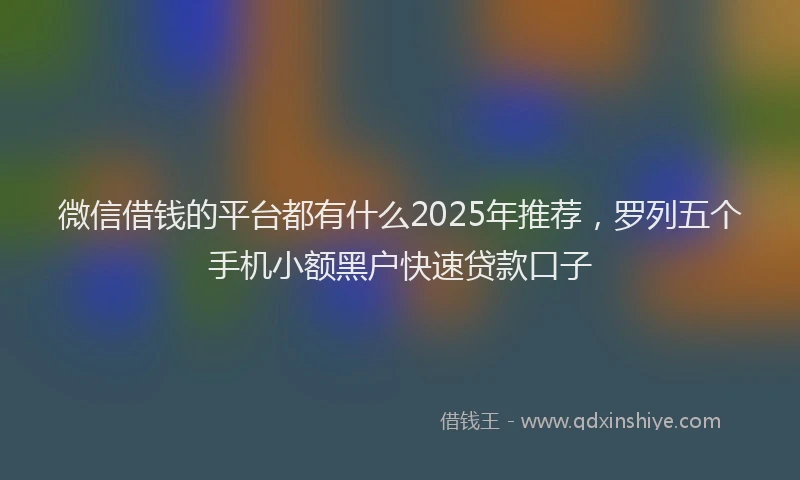 微信借钱的平台都有什么2025年推荐，罗列五个手机小额黑户快速贷款口子