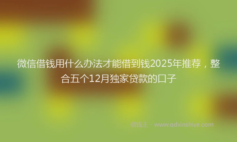 微信借钱用什么办法才能借到钱2025年推荐，整合五个12月独家贷款的口子