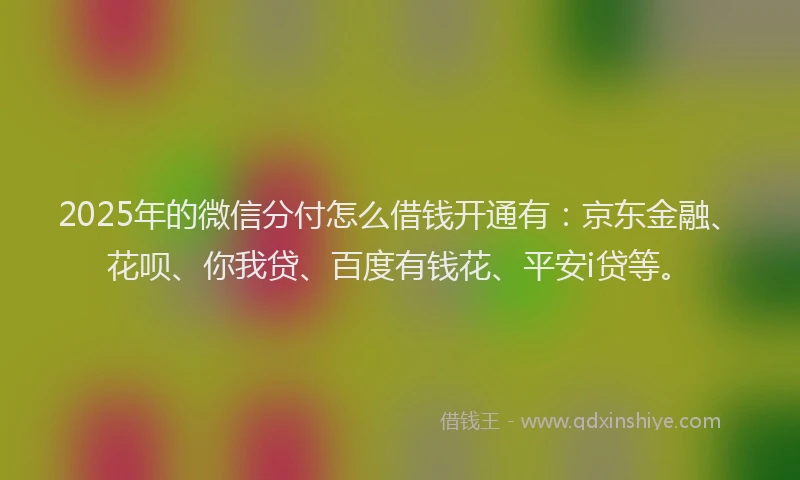 2025年的微信分付怎么借钱开通有：京东金融、花呗、你我贷、百度有钱花、平安i贷等。