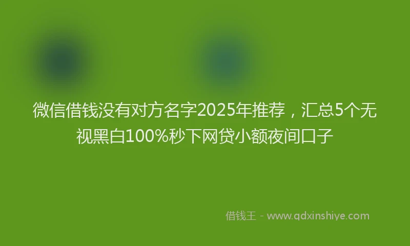 微信借钱没有对方名字2025年推荐，汇总5个无视黑白100%秒下网贷小额夜间口子