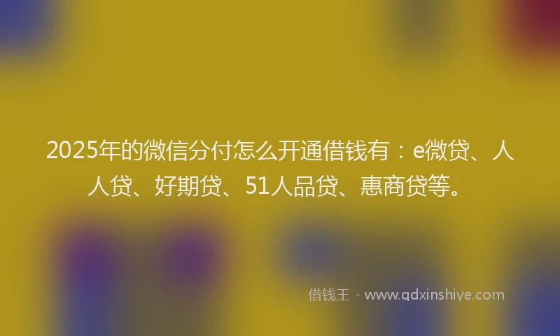2025年的微信分付怎么开通借钱有：e微贷、人人贷、好期贷、51人品贷、惠商贷等。