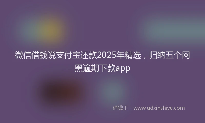 微信借钱说支付宝还款2025年精选，归纳五个网黑逾期下款app