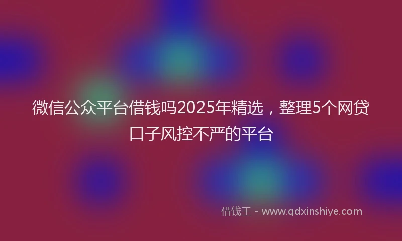 微信公众平台借钱吗2025年精选，整理5个网贷口子风控不严的平台