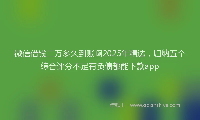 微信借钱二万多久到账啊2025年精选，归纳五个综合评分不足有负债都能下款app