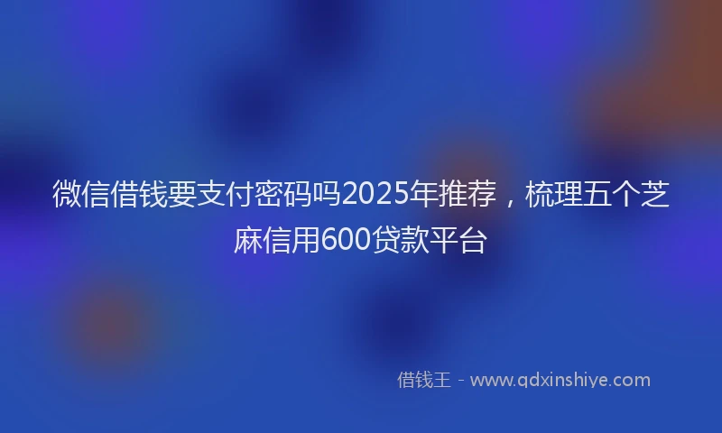 微信借钱要支付密码吗2025年推荐，梳理五个芝麻信用600贷款平台