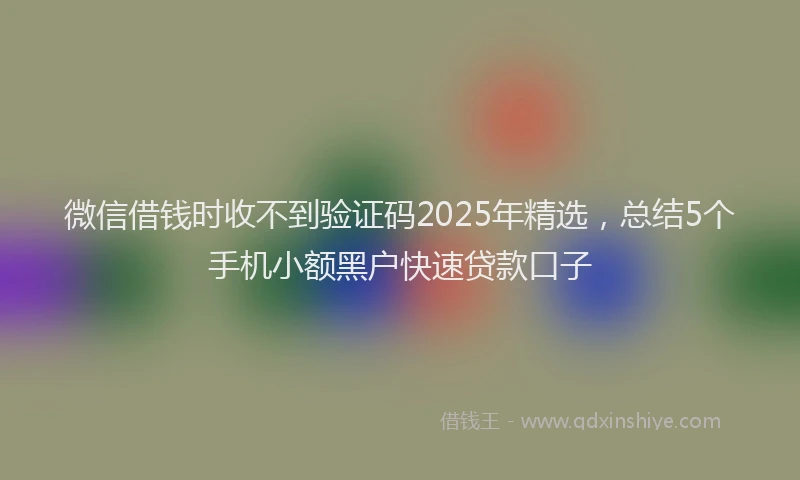 微信借钱时收不到验证码2025年精选，总结5个手机小额黑户快速贷款口子