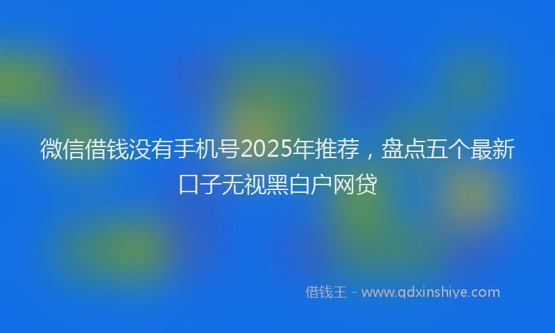 微信借钱没有手机号2025年推荐，盘点五个最新口子无视黑白户网贷