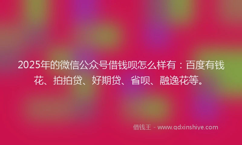 2025年的微信公众号借钱呗怎么样有：百度有钱花、拍拍贷、好期贷、省呗、融逸花等。