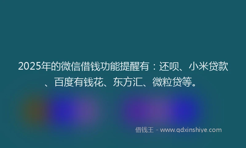 2025年的微信借钱功能提醒有：还呗、小米贷款、百度有钱花、东方汇、微粒贷等。
