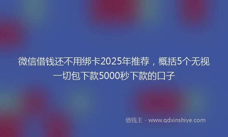 微信借钱还不用绑卡2025年推荐，概括5个无视一切包下款5000秒下款的口子