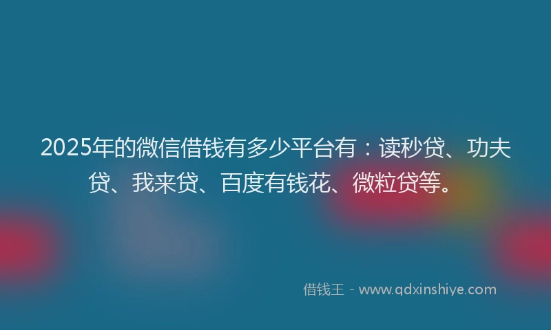2025年的微信借钱有多少平台有：读秒贷、功夫贷、我来贷、百度有钱花、微粒贷等。