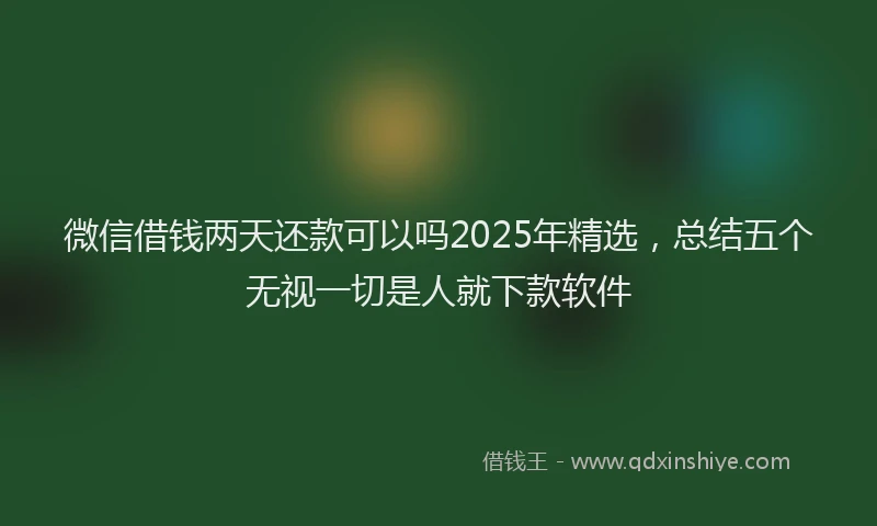 微信借钱两天还款可以吗2025年精选，总结五个无视一切是人就下款软件