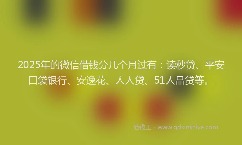 2025年的微信借钱分几个月过有：读秒贷、平安口袋银行、安逸花、人人贷、51人品贷等。