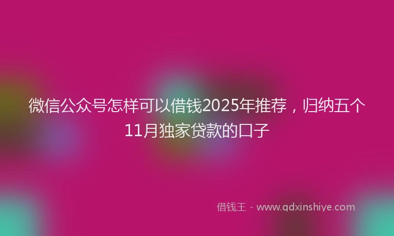 微信公众号怎样可以借钱2025年推荐，归纳五个11月独家贷款的口子