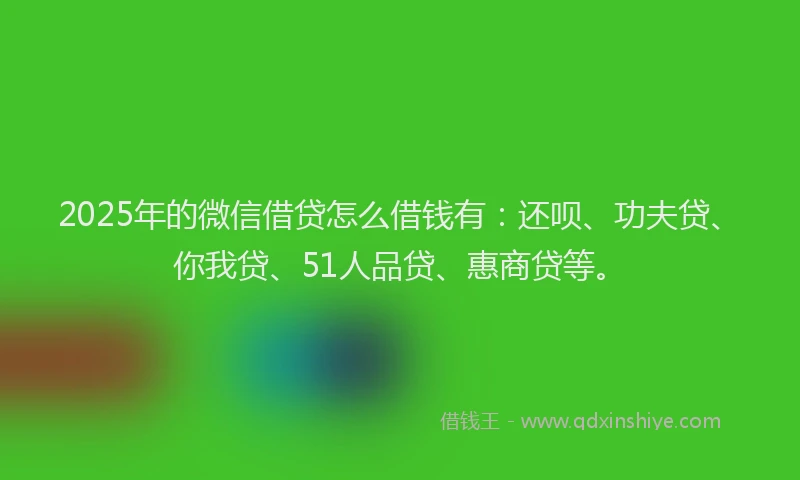 2025年的微信借贷怎么借钱有：还呗、功夫贷、你我贷、51人品贷、惠商贷等。