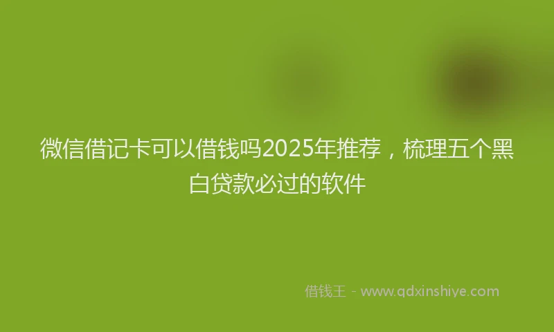 微信借记卡可以借钱吗2025年推荐，梳理五个黑白贷款必过的软件