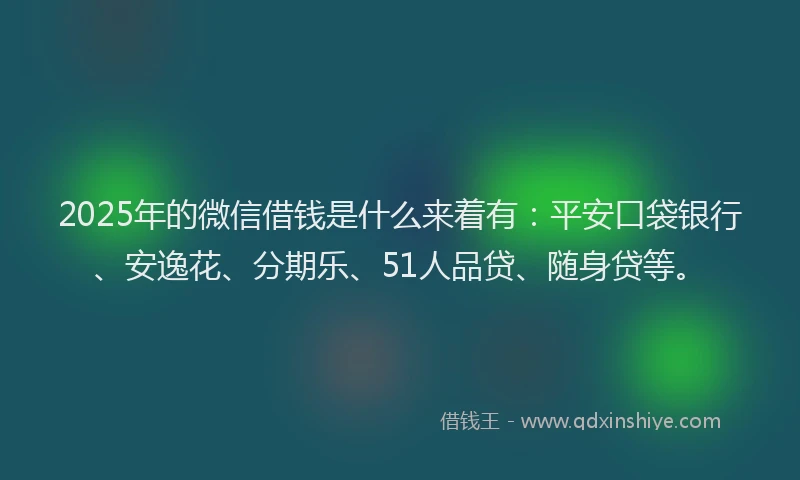 2025年的微信借钱是什么来着有：平安口袋银行、安逸花、分期乐、51人品贷、随身贷等。
