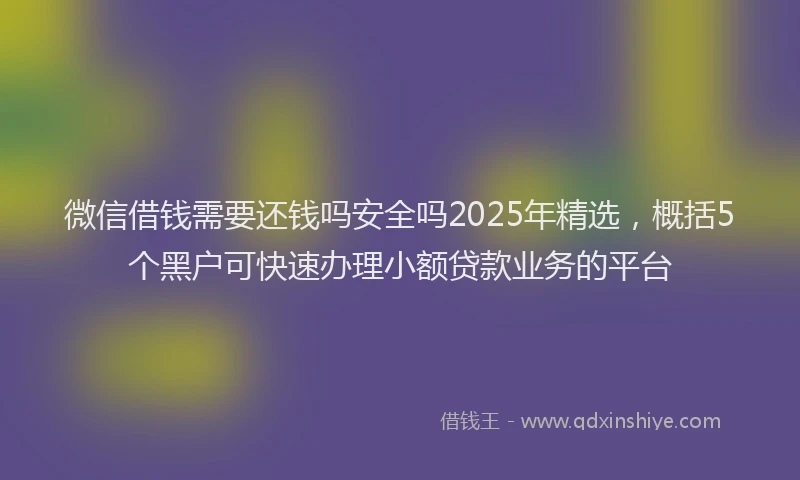 微信借钱需要还钱吗安全吗2025年精选，概括5个黑户可快速办理小额贷款业务的平台