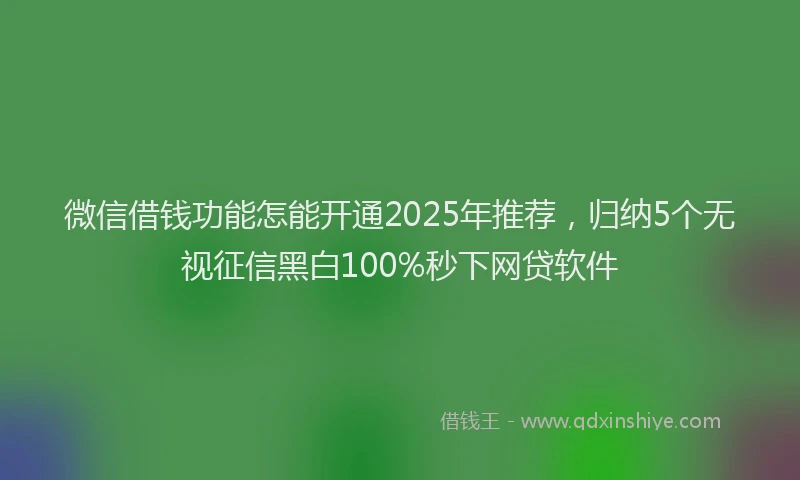 微信借钱功能怎能开通2025年推荐，归纳5个无视征信黑白100%秒下网贷软件