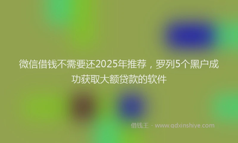 微信借钱不需要还2025年推荐，罗列5个黑户成功获取大额贷款的软件