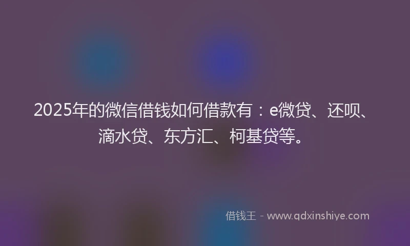 2025年的微信借钱如何借款有：e微贷、还呗、滴水贷、东方汇、柯基贷等。