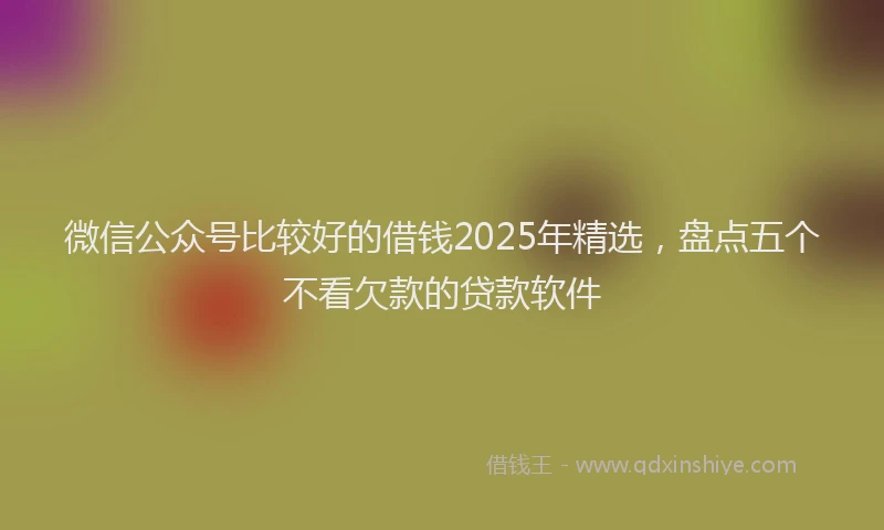 微信公众号比较好的借钱2025年精选，盘点五个不看欠款的贷款软件