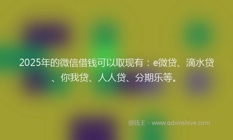 2025年的微信借钱可以取现有：e微贷、滴水贷、你我贷、人人贷、分期乐等。