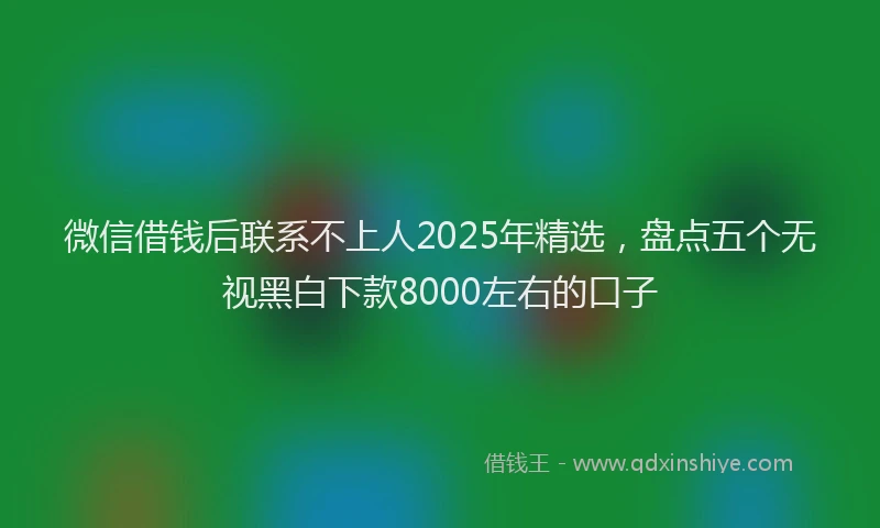 微信借钱后联系不上人2025年精选，盘点五个无视黑白下款8000左右的口子