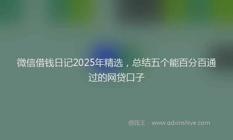 微信借钱日记2025年精选，总结五个能百分百通过的网贷口子