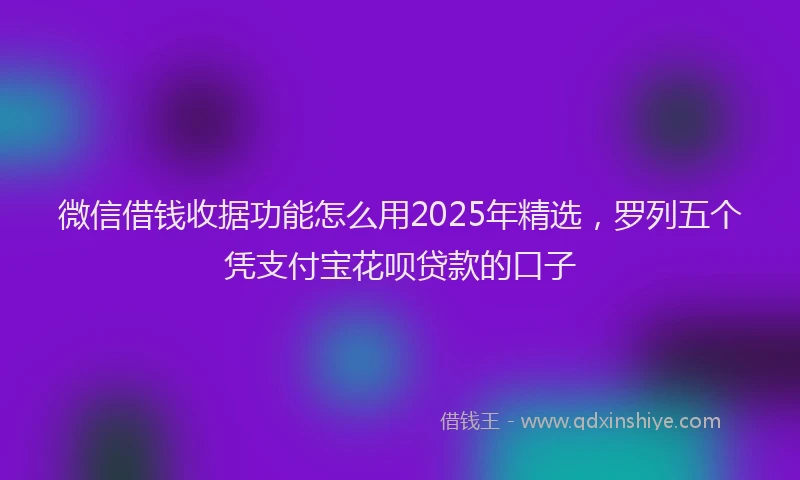 微信借钱收据功能怎么用2025年精选，罗列五个凭支付宝花呗贷款的口子