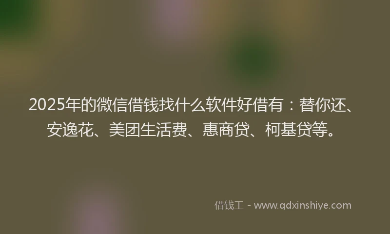2025年的微信借钱找什么软件好借有：替你还、安逸花、美团生活费、惠商贷、柯基贷等。