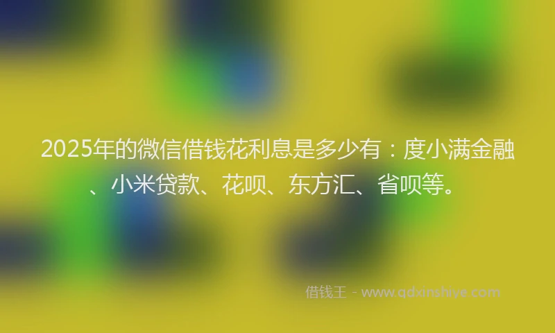 2025年的微信借钱花利息是多少有：度小满金融、小米贷款、花呗、东方汇、省呗等。