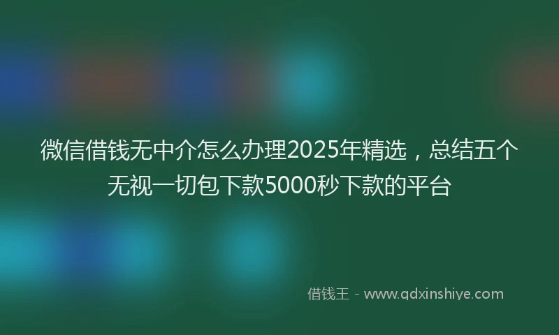 微信借钱无中介怎么办理2025年精选，总结五个无视一切包下款5000秒下款的平台