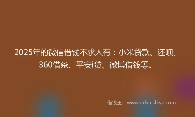 2025年的微信借钱不求人有：小米贷款、还呗、360借条、平安i贷、微博借钱等。
