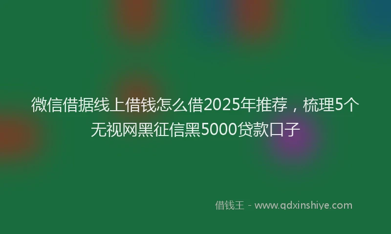 微信借据线上借钱怎么借2025年推荐，梳理5个无视网黑征信黑5000贷款口子