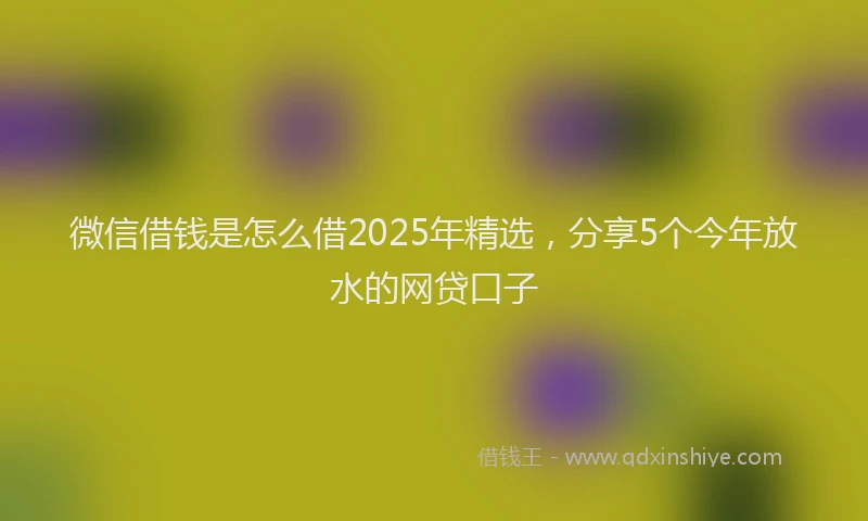 微信借钱是怎么借2025年精选，分享5个今年放水的网贷口子