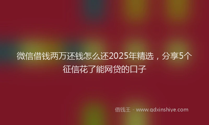 微信借钱两万还钱怎么还2025年精选，分享5个征信花了能网贷的口子