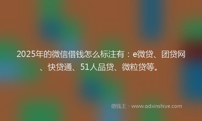2025年的微信借钱怎么标注有：e微贷、团贷网、快贷通、51人品贷、微粒贷等。
